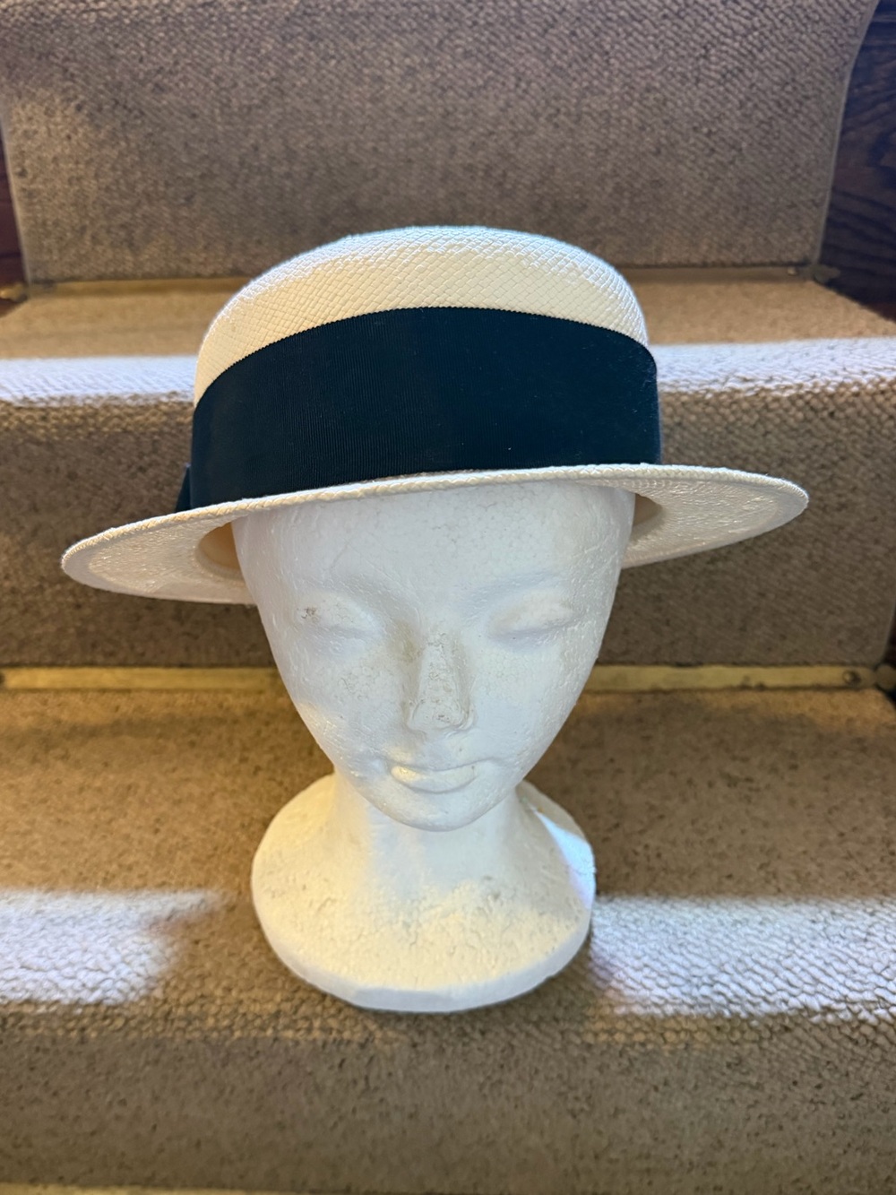 Vintage Frank Olive Natural Straw Accent Hat